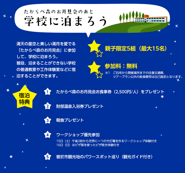 宿泊イベント「学校に泊まろう」